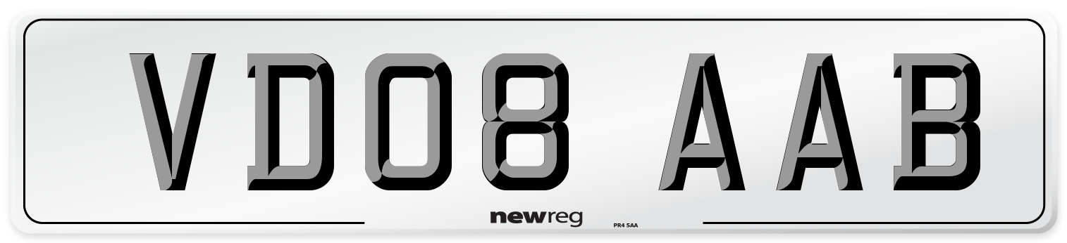 VD08 AAB Number Plate from New Reg